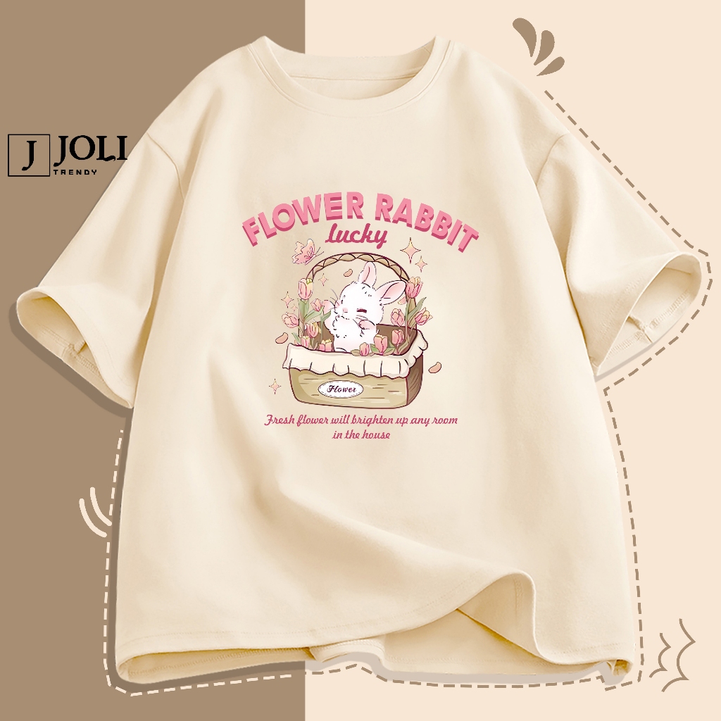 Áo Thun Nam Nữ Unisex Tay Lỡ By JOLI Mã TN Thỏ Trắng In Hình Chất Cotton Form Rộng Phong Cách Ulzzang J Joli Trendy | BigBuy360 - bigbuy360.vn