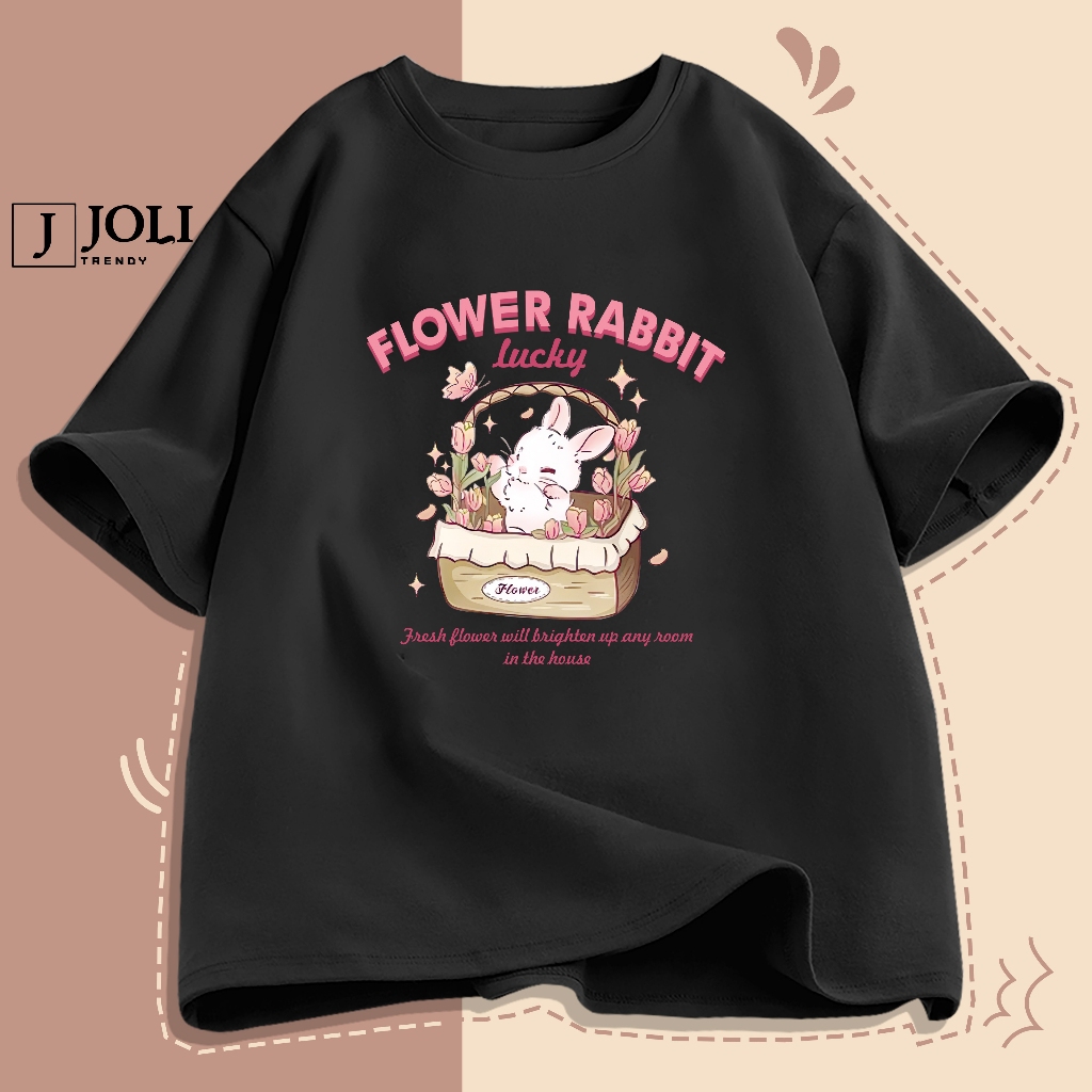 Áo Thun Nam Nữ Unisex Tay Lỡ By JOLI Mã TN Thỏ Trắng In Hình Chất Cotton Form Rộng Phong Cách Ulzzang J Joli Trendy | BigBuy360 - bigbuy360.vn