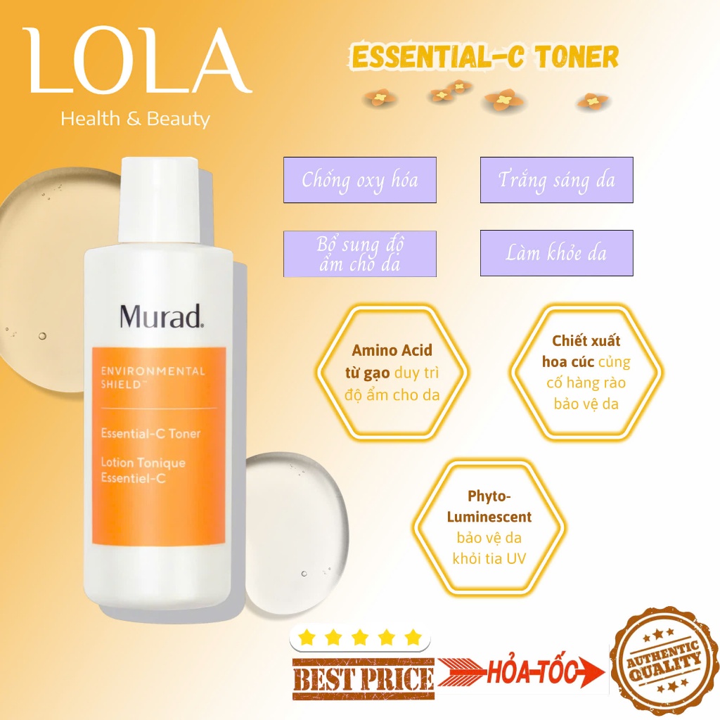 [CHÍNH HÃNG] Nước Hoa Hồng Murad Essential-C Toner – Cân Bằng Da, Dưỡng Ẩm, Làm Sáng Da