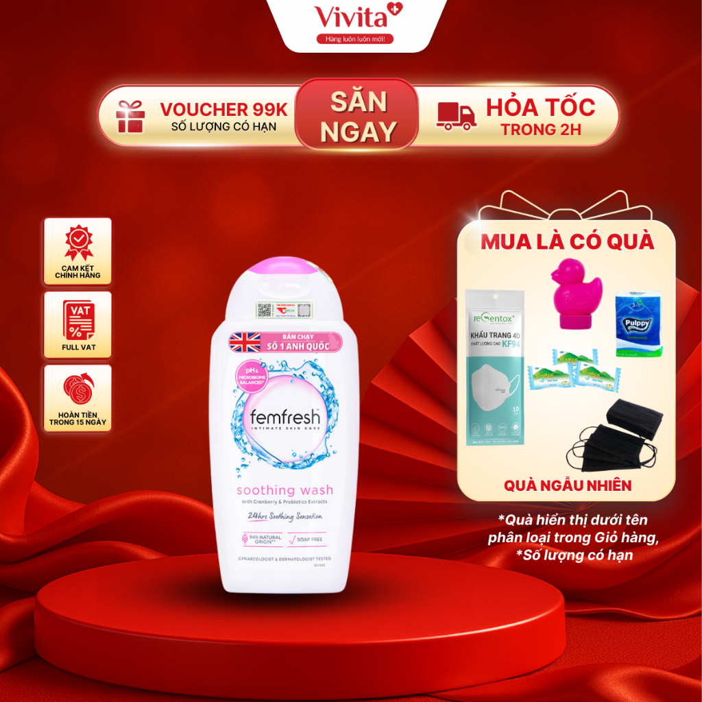 [🔥MUA LÀ CÓ QUÀ] DDVS Cao Cấp Femfresh Soothing Wash (250ml)