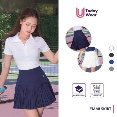 [Xả Hàng Giá Sốc] Chân váy xếp ly Emmi Skirt Today U Wear dáng chữ A sporty 2 lớp có bảo hộ thể thao cầu lông tennis