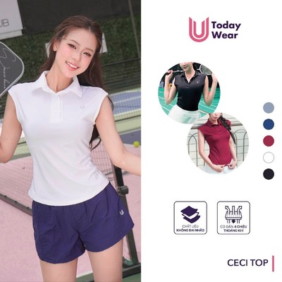 [Xả Hàng Giá Sốc] Áo thể thao cổ polo nữ Ceci Top Today U Wear tập gym yoga, chạy bộ, cầu lông, pickleball