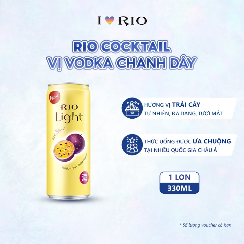 Nước trái cây lên men Rio Cocktail vị Vodka chanh dây lon 330ml