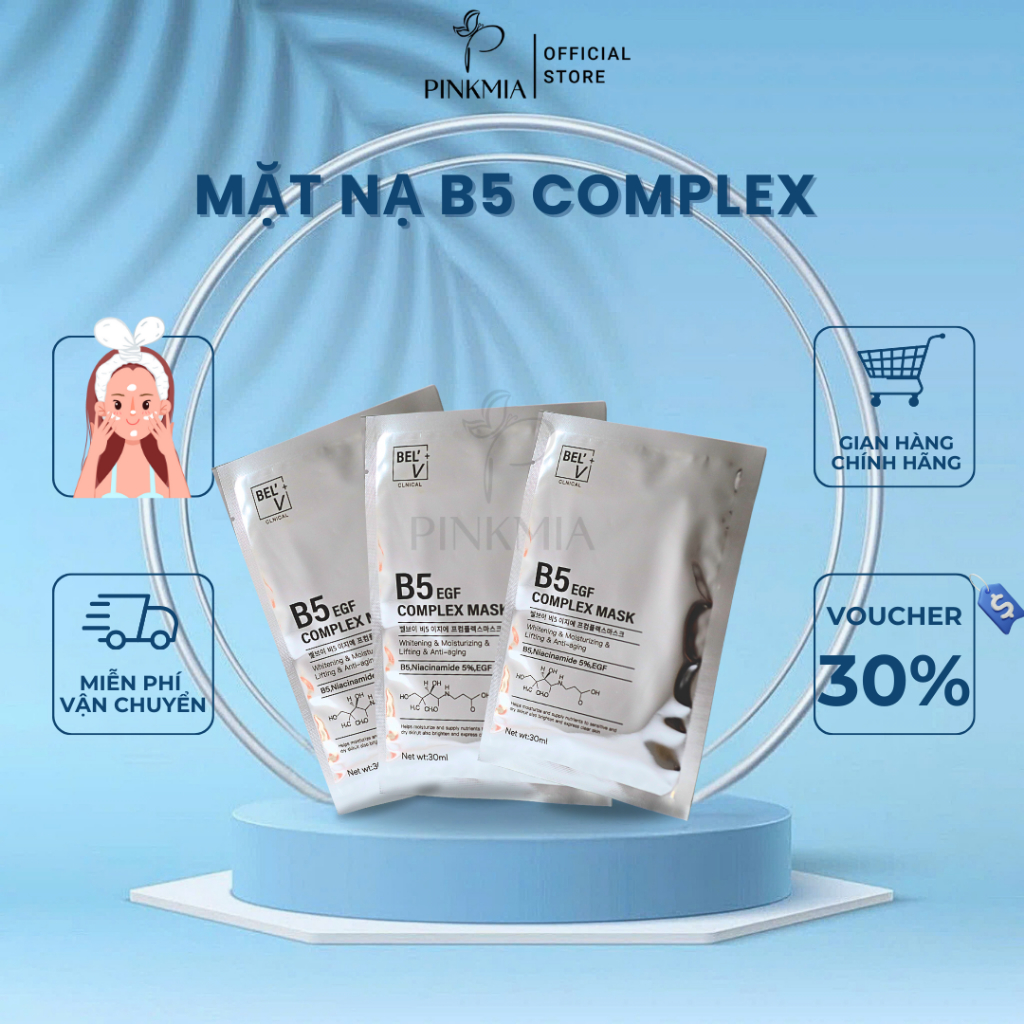 Mặt Nạ B5 Bạc EGF Complex, Mặt Nạ B5 Bioaqua Pinkmia Phục Hồi, Dịu Da Giảm Đỏ Nhanh Chóng