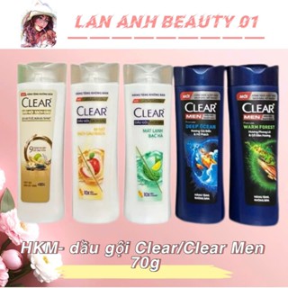 (Hàng Khuyến Mãi 70g) Combo 5 chai dầu gội Clear/Clear Men sạch gàu 9 loại thảo dược, táo, bạc hà 70g