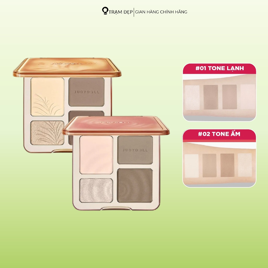 Bảng Highlight Và Tạo Khối Judydoll 4 Màu Highlight & Contour Palette 9g