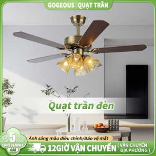 【COD Quạt trần 5 cánh có đèn Gogeous quạt trần gỗ phòng khách,phòng ngủ,Ban công, nhà hàng cà phê