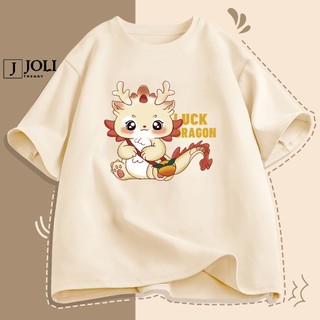 Áo Thun Nam Nữ Unisex Tay Lỡ By JOLI Mã TN Lucky Dragon In Hình Chất Cotton Form Rộng Phong Cách Ulzzang J Joli Trendy