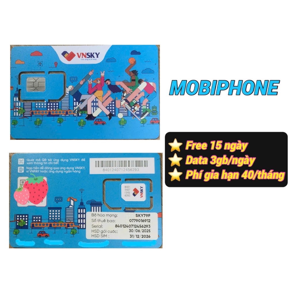 Sim du lịch MOBI 4G miễn phí xài mạng 15 ngày, data 3gb/ngày