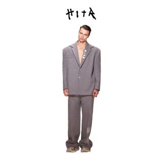 [NEW] HITR - Set đồ vest xám nam SMOKE DRIP chất liệu kaki dệt twill vân chéo họa tiết HITR độc đáo - HRBP23WS