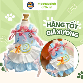 Váy, đầm kẹo mút kiểu dáng lolita cho chó mèo, mặc đi tiệc thoải mái, mát mẻ tặng kèm vòng ngọc trai