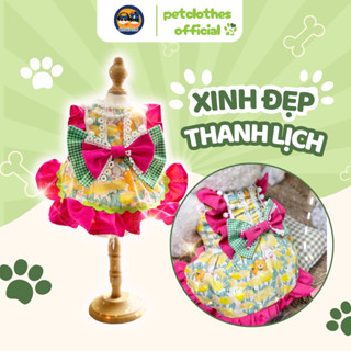Váy/đầm thiết kế kiểu dáng công chúa cho thú cưng chất liệu mềm mại tặng kèm vòng ngọc trai