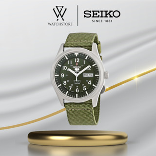  Đồng Hồ Cơ Nam Seiko 5 SNZG09K1 Màu Xanh Quân Đội Dây Dù Vải Phối Da Kính Khoáng 42mm Kháng Nước Chính Hãng 