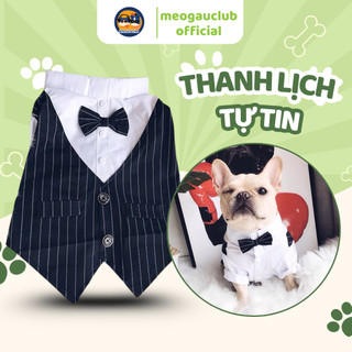  Áo vest chú rể tặng kèm nơ dành cho chó mèo chất liệu vải thấm hút tốt co giãn để đi tiệc đi chơi 