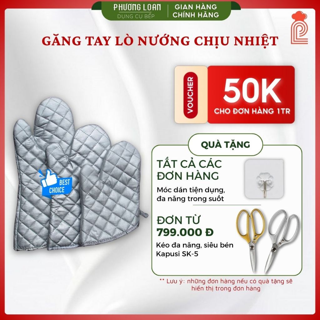 Găng tay lò nướng chịu nhiệt, găng tay bếp, bao tay cách nhiệt, chống nóng nhà bếp đa năng - 2 chiếc