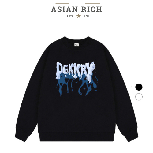 Áo Sweater Asian Rich Premium Nỉ Dekkry Tan Chảy Lửa Xanh Frozen Flow Blue Flame