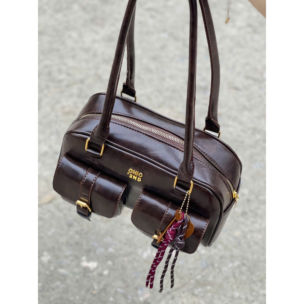 Túi xách đeo vai nữ chio 2nd, túi xách tay da hộp 2 ngăn có khóa cài kèm charm xinh xắn màu sang trọng Đăng Túi DK360 | BigBuy360 - bigbuy360.vn