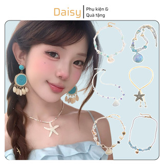 Dây Chuyền Đi Biển Unisex Tặng Hộp Đựng, Vòng Cổ Vỏ Sò, Sao Biển, Đính Đá Lấp Lánh Summer Vibe Dễ Thương - DAISY - DC019