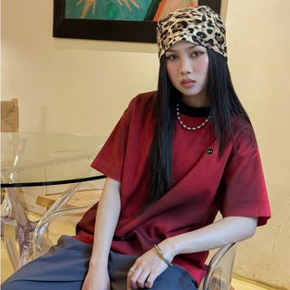 Áo Thun Basic ROSS STUDIO Đỏ Wash 320gsm Logo Kim Loại Tròn - R IC WASH RED