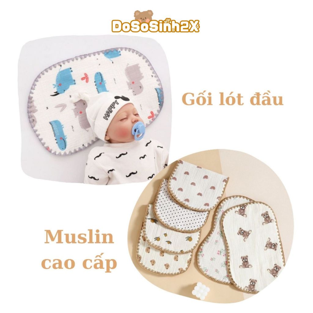 Gối xô cho bé trẻ sơ sinh lót đầu 10 lớp muslin tree cao cấp