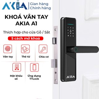 Khoá vân tay cửa gỗ AKIA A1 - Nhiều cách mở khoá, Hỗ trợ App TTLock, Thiết kế nhỏ gọn, Bảo Hành 12th
