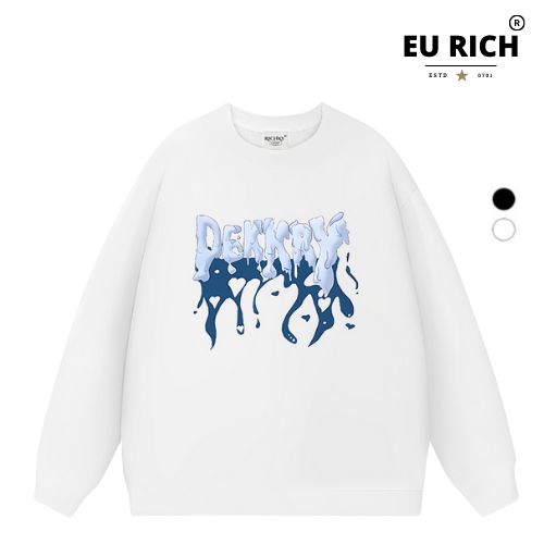 Áo Sweater Eu Rich Premium Nỉ Dekkry Tan Chảy Lửa Xanh Frozen Flow Blue Flame