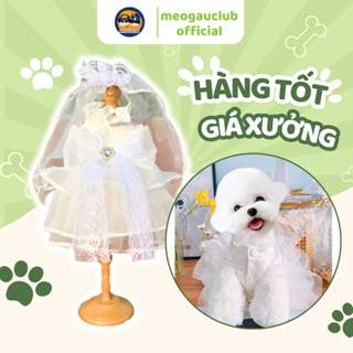 Váy, đầm cô dâu cho chó mèo chất liệu thoáng mát, co giãn thiết kế dành cho đi tiệc cùng sen