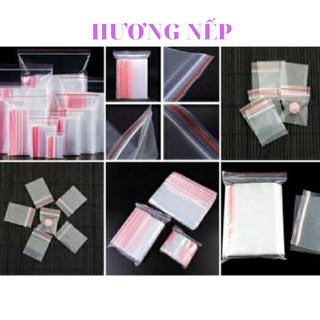 Túi nilon zip viền đỏ đựng đồ đủ kích thước ( 100 gram )