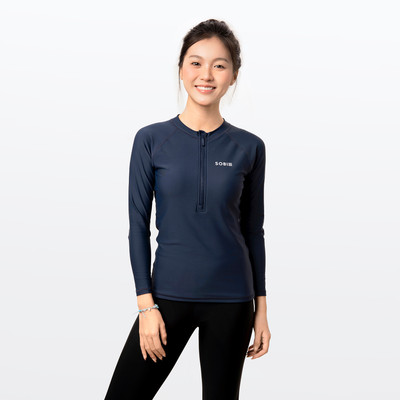 Áo bơi nữ SOBIE tay dài chống nắng khoá kéo Navy