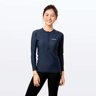 Áo bơi nữ SOBIE tay dài chống nắng khoá kéo Navy