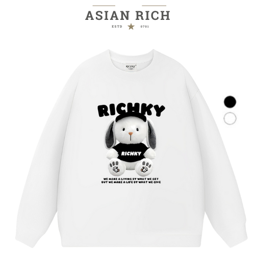 Áo Sweater Asian Rich Premium Nỉ Thỏ Bông Richky Đen Bunny Hug Edition Black