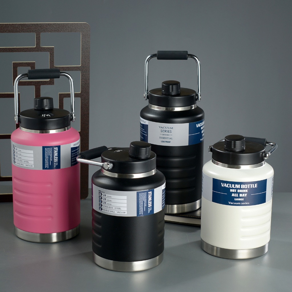 Bình Giữ Nhiệt 2000ml/1500ml Dung Tích Lớn, Dáng Lùn Miệng Rộng Tay Cầm Chắc chắn Giữ Nhiệt Lâu - B4