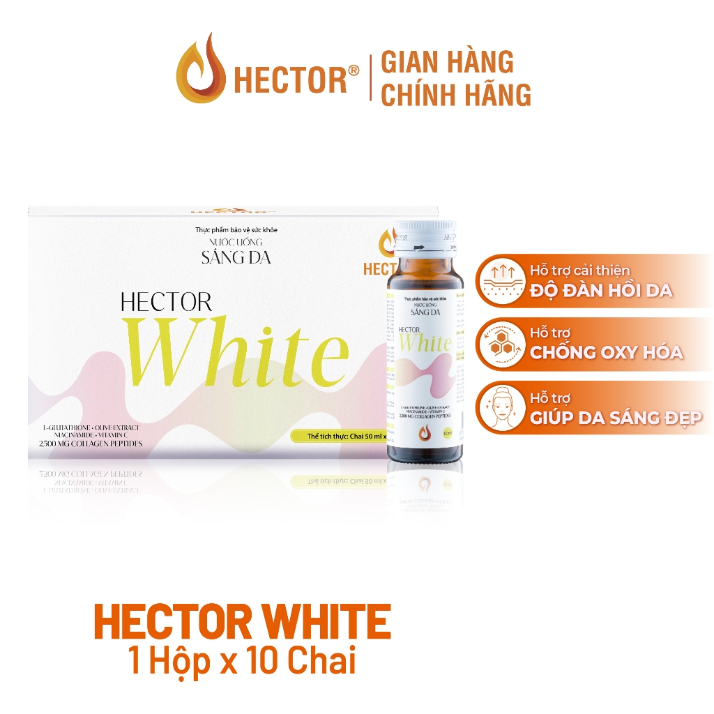 Nước uống sáng da Hector White (10 chai x 50ml) hỗ trợ giúp da sáng đẹp, tăng độ đàn hồi