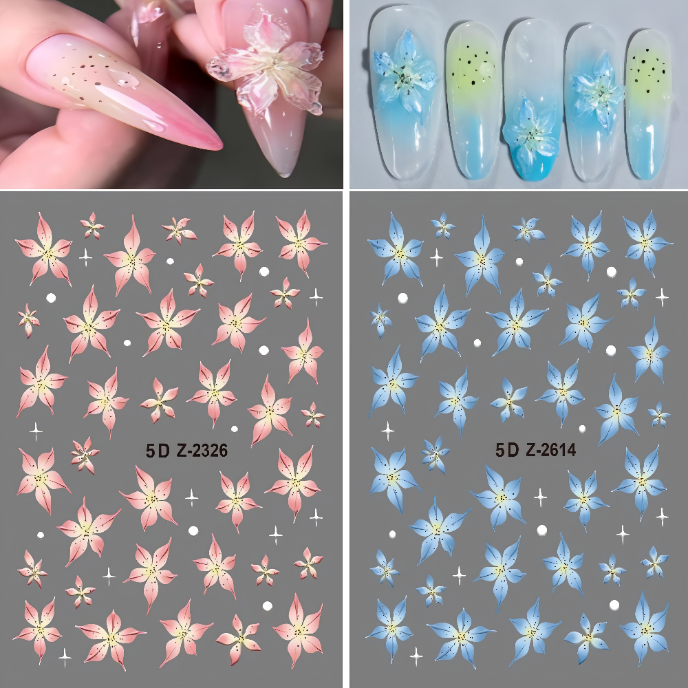 Sticker hoa 5 cánh, dán móng tay hoa 5 cánh - phị kiện trang trí móng tay - làm nail