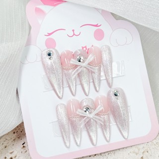 [M209] Kimsu Nailbox thiết kế mắt mèo hồng nude đính nơ - chụp ảnh cô dâu/ kỷ yếu/ dự tiệc