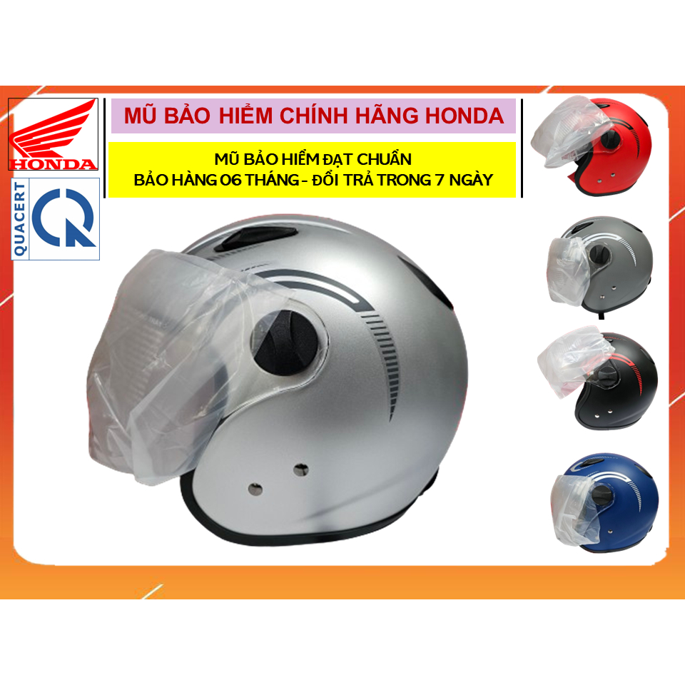 [CHÍNH HÃNG] Mũ bảo hiểm 3/4 đầu - Honda JET bản thể thao - Màu Bạc (Bảo hành 6 tháng)