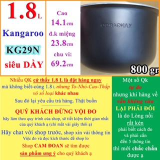 Lòng nồi cơm điện 1.8 L Kangaroo KG29N (chính hãng) (chữ Kangaroo dập nổi) chống dính màu đen nặng 800 gr