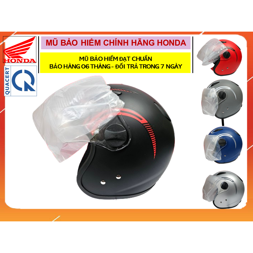 [CHÍNH HÃNG] Mũ bảo hiểm 3/4 đầu - Honda JET bản thể thao - Đen Mờ (Bảo hành 6 tháng)