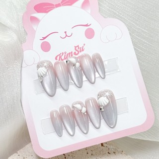 [M214] Kimsu Nailbox thiết kế mắt mèo đính đá, charm sò điệp, sao biển (BST hè 2025)