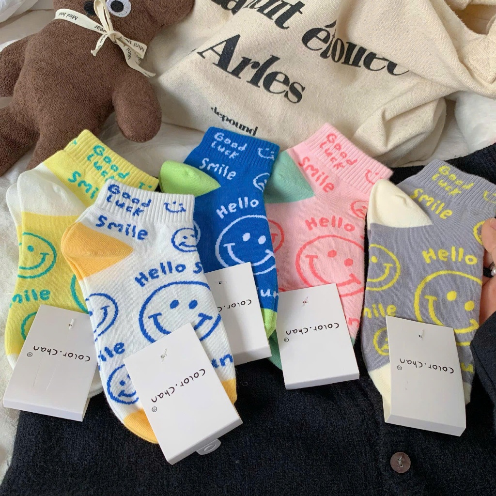 TL89 Tất vớ nữ tất cổ ngắn in hình BULL.SHOP