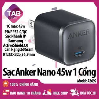 Sạc Anker Nano 45w 1 Cổng GAN PD/PPS2.0/QC  A2692 - Bảo Hành 18 Tháng