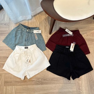 THE QUẠO - Quần Short Jean Nữ Lưng Cao DÁNG XÒE RỘNG xếp li túi nấp sau S2804_641