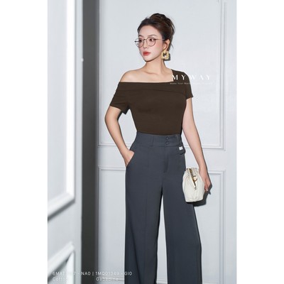 Áo Thun Nữ MY WAY Cotton Dáng Ôm Body Lệch Vai Sang Trọng 6MAT7167w NA