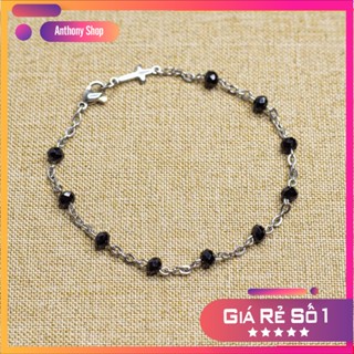  Lắc tay chuỗi Mân Côi Công Giáo -  phale inox không rỉ đá đen 3ly chuỗi Tràng Hạt Mân Côi đeo tay 