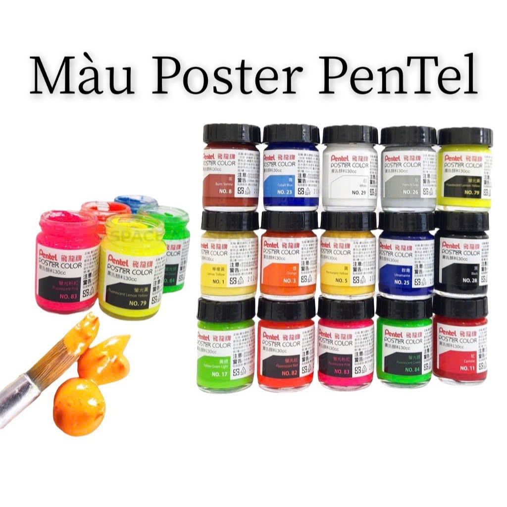 [HỌA PHẨM GÒ VẤP] Màu Poster Color Pentel Bán Lẻ Hũ 30ml