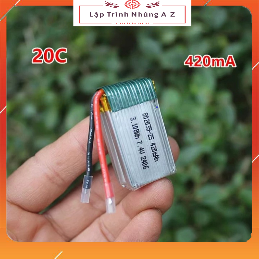 [Lập Trình Nhúng A-Z][G67] Pin Lithium Mô Hình Máy Bay 7.4V 420mA 20C 2S
