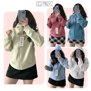 Áo Khoác Thun Hoodie Zip Ginny | Áo chống nắng ngăn tia UV thông hơi thoáng khí thời trang | Obi CG04 | GinHouse Shop