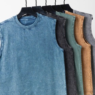 Áo thun trơn Unisex Delfinus Basic Tank Wash nam nữ tay lỡ oversize form rộng MSP19