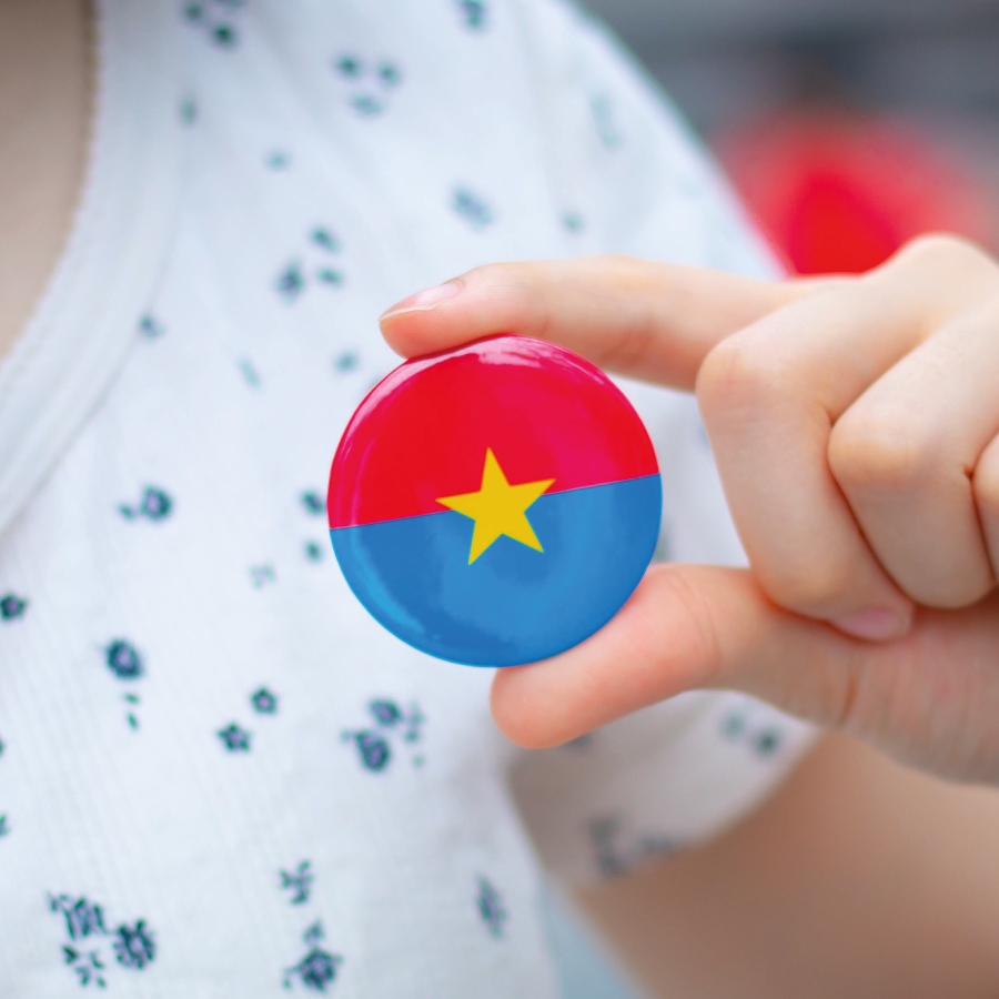 Huy hiệu, Ghim cài áo cờ mặt trận giải phóng dân tộc, giải phóng miền Nam 30-4