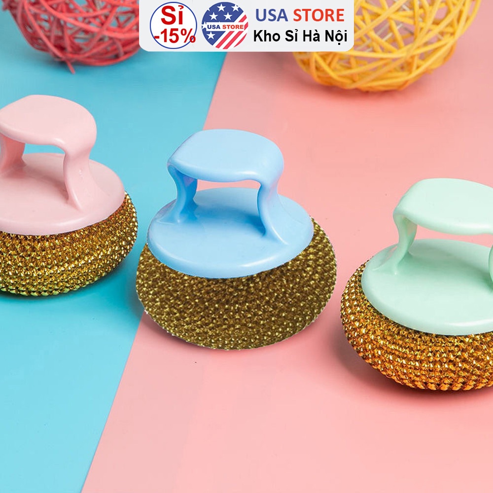 Cọ Xoong Nồi K8 BÚI SẮT KHÔNG RỈ Siêu Bền Có Tay Cầm Sạch Sẽ Tiện Lợi